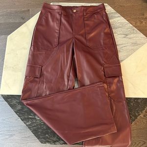 NWT: burgundy leather cargo pant